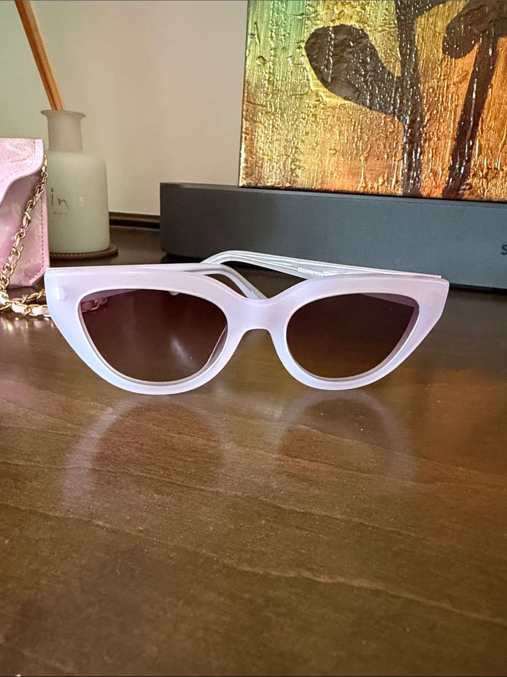 LoveShackFancy Cat Eye Sunglasses With Crossbody Case